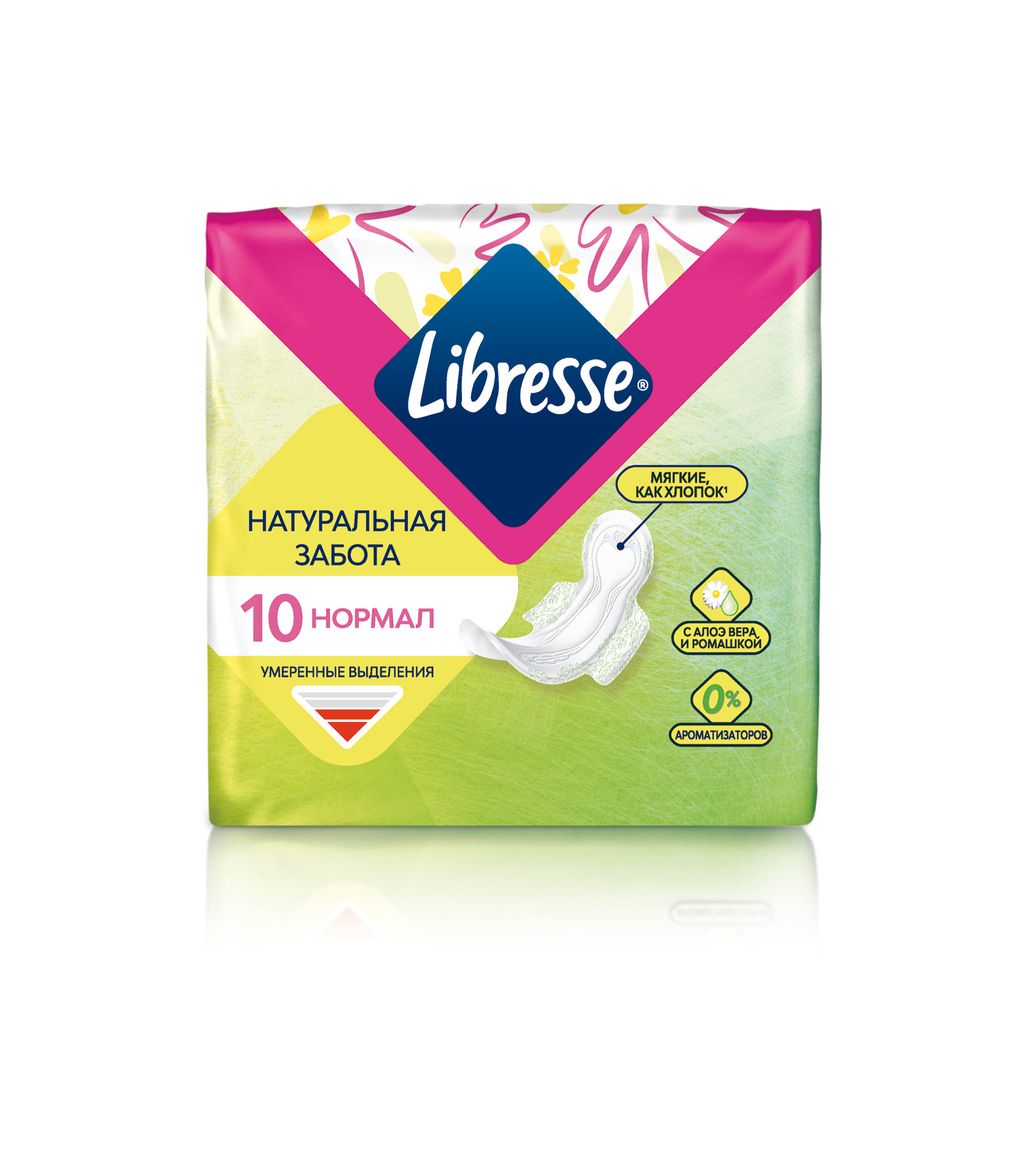 Libresse Natural Care Ultra Normal прокладки, прокладки гигиенические, умеренные выделения, 10 шт.