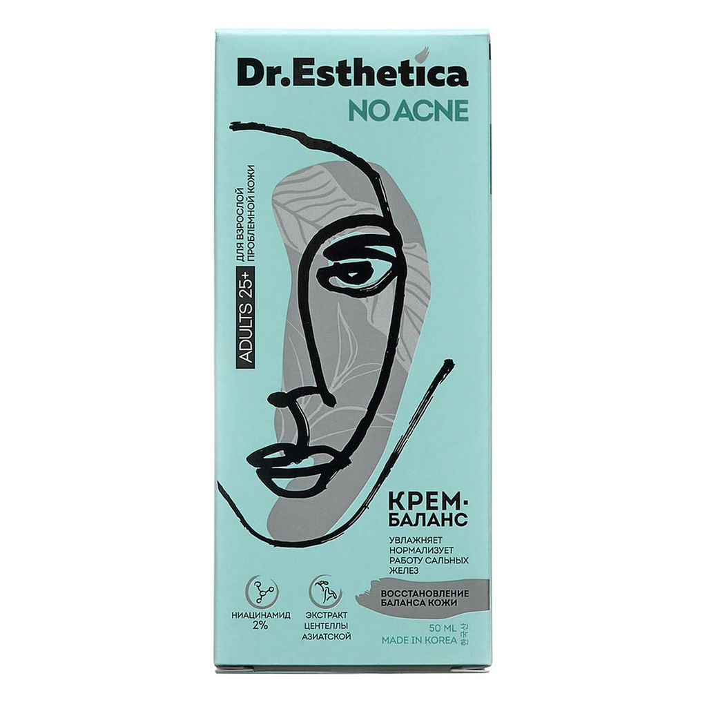 Dr.Esthetica No Acne Крем-баланс для кожи склонной к акне, крем для лица, для взрослых 25+, 50 мл, 1 шт.