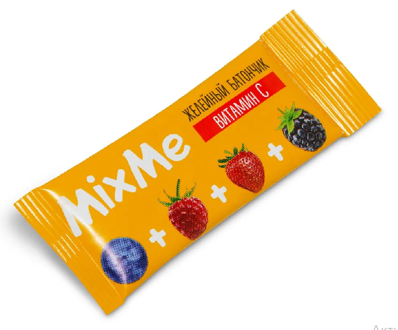 MixMe Витамин С Ягодный микс батончик желейный, 50 мг, батончик желейный, клубника малина черника ежевика, 13 г, 12 шт.