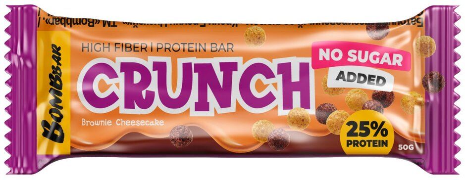 фото упаковки Bombbar Crunch Батончик протеиновый глазированный Чизкейк Брауни