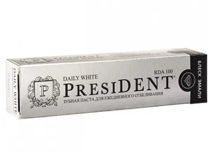 PresiDent Daily White Зубная паста 100 RDA, паста зубная, 50 мл, 68 г, 1 шт.