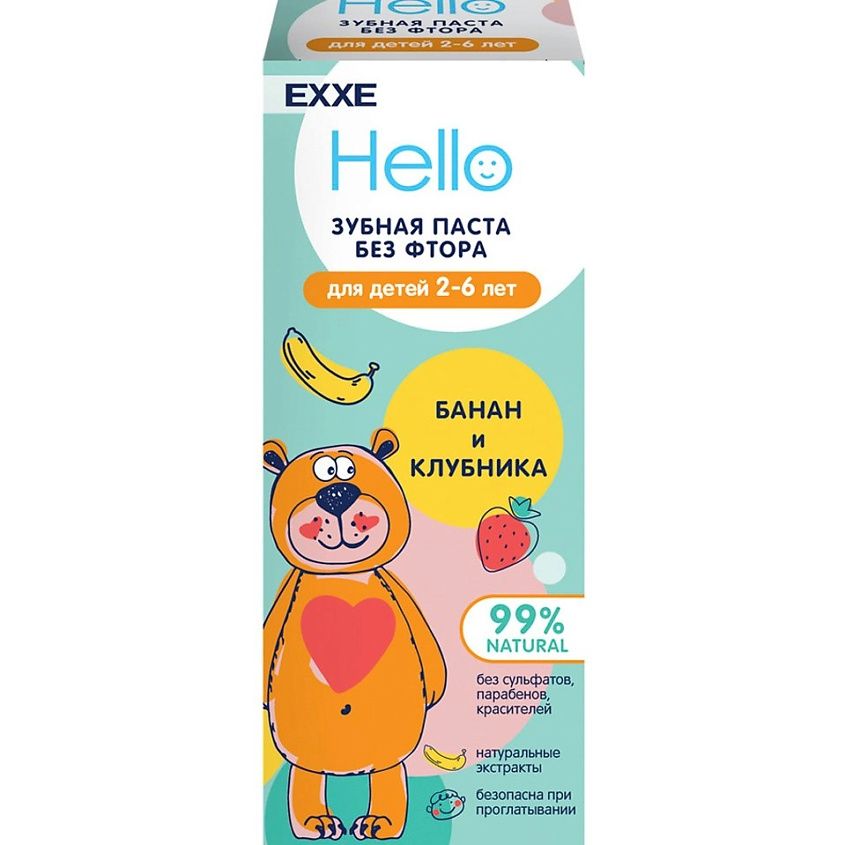 фото упаковки Exxe Hello Зубная паста детская Банан и клубника