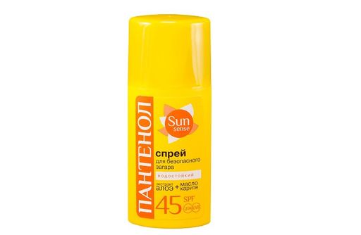 Сан Сенс Пантенол Спрей для безопасного загара SPF45, SPF45, спрей, 95 мл, 1 шт.