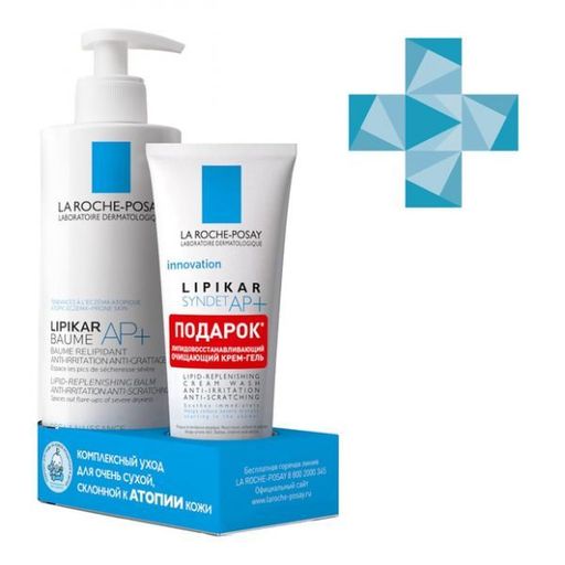 La Roche-Posay lipikar Набор для сухой и атопичной кожи, набор, Бальзам липидовосполняющий тройного действия Lipikar AP+M 400мл+Крем-гель Syndet АР+ 100мл, 1 шт.