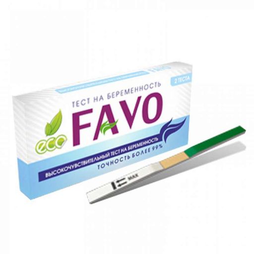Favo Тест на беременность, тест-полоска, высокочувствительный, 2 шт.